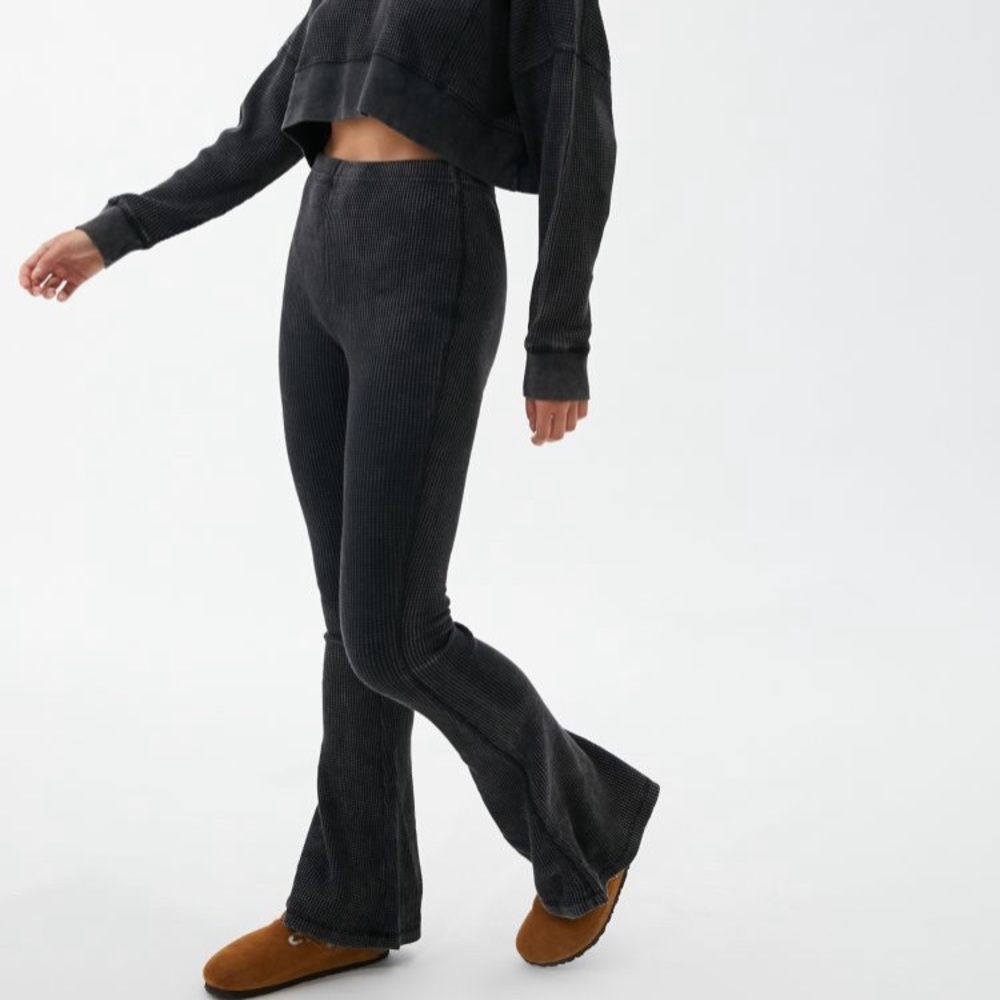 Urban Outfitters High Rise Waffle Weave Flare Pant
